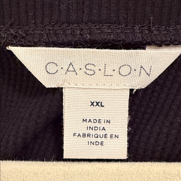 Caslon Waffle Knit Henley Long Sleeve Top Black XXL - Picture 7 of 9